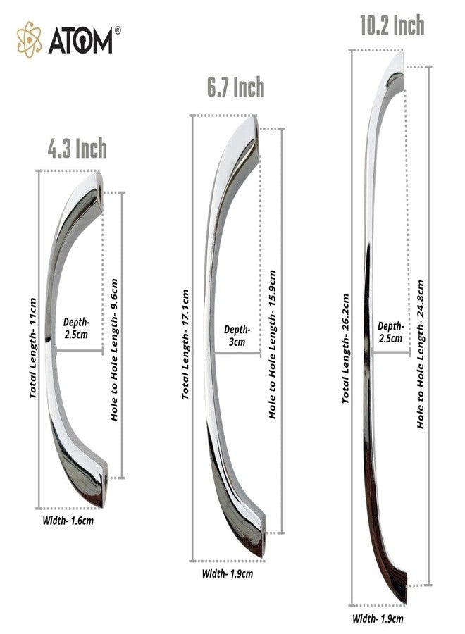 Atom 6.7 inches Stainless Steel Cabinet Pull Handle | Silver Satin Finish | Office Wardrobe Furniture Kitchen Drawer Push Bar, CH04, Pack of 2 - Image 3